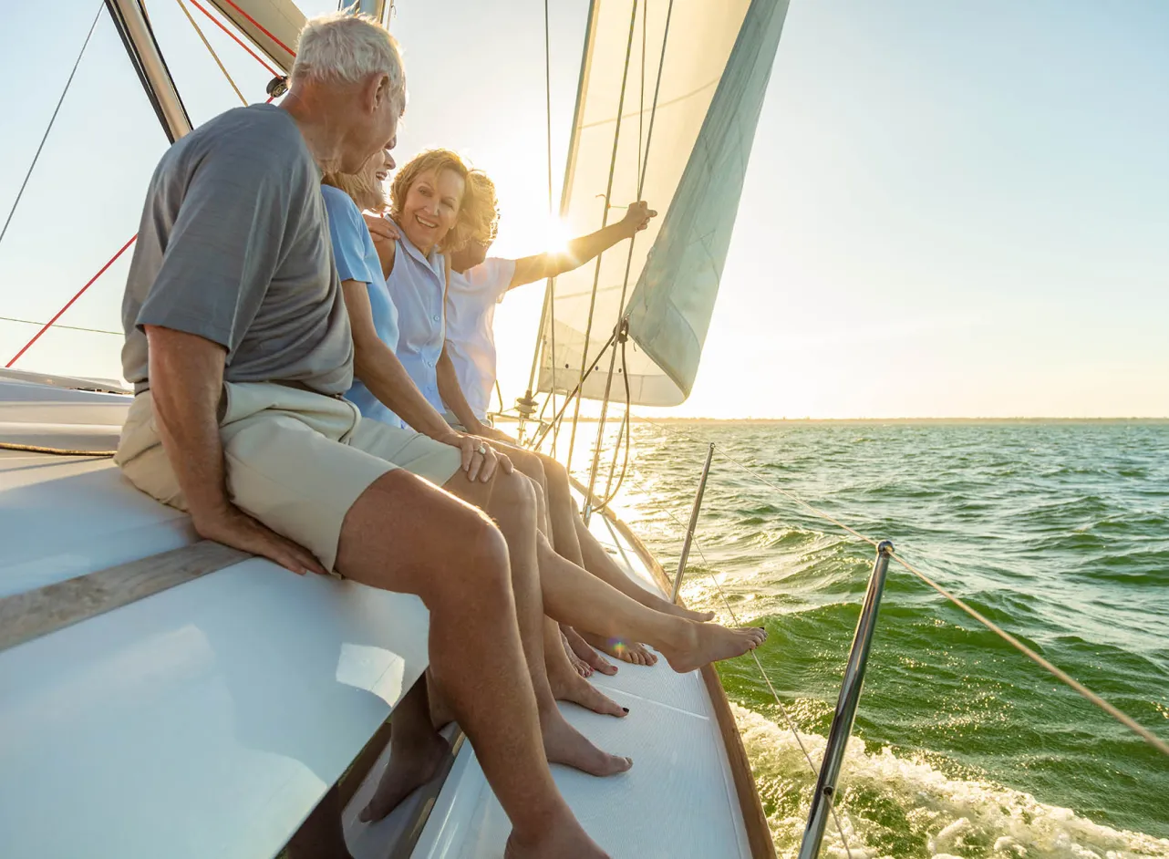 friends on a sunny boat 